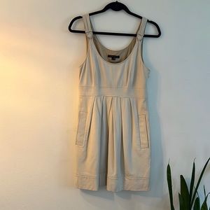 Cream Leather empire waist Theory mini dress size 6